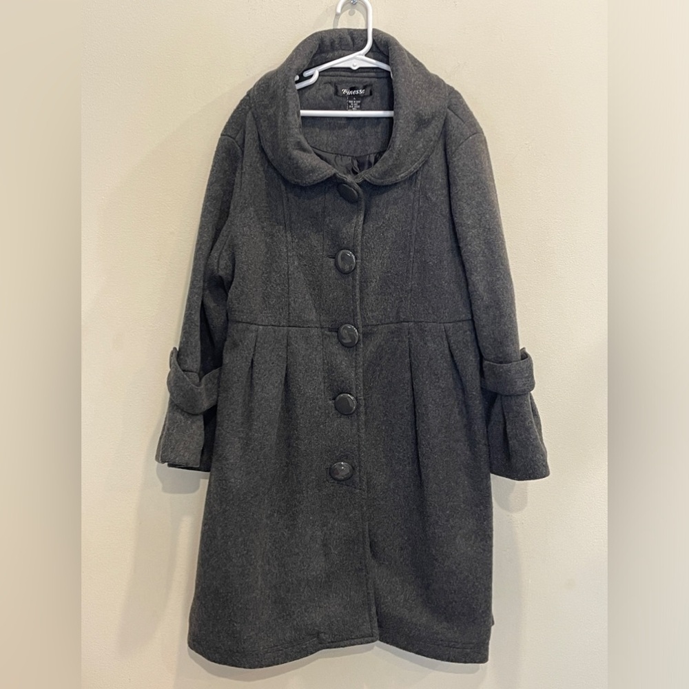 Finesse Girls Gray Coat Single Large Buttons